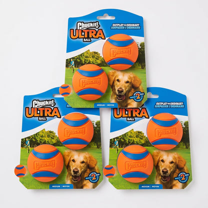 Chuckit! Ultra Ball Dog Toy, Durable Rubber, Medium 2.5-in, 2 Pack