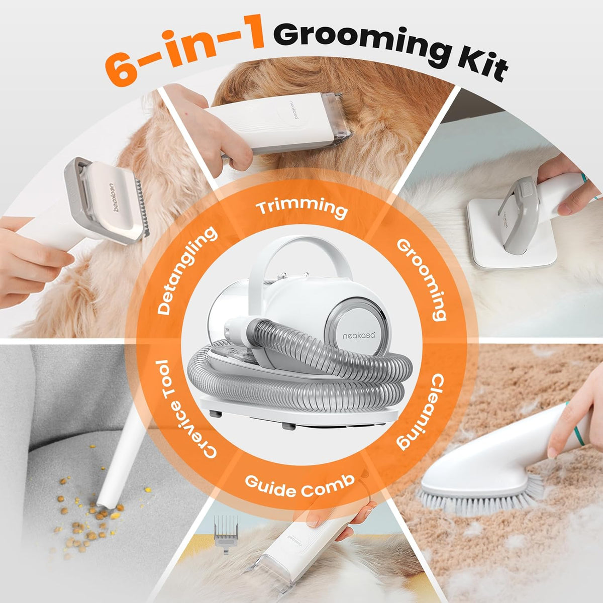 Neakasa P1 Pro Dog Grooming Vacuum, 6-in-1 Kit, 2-Year Protection Plan