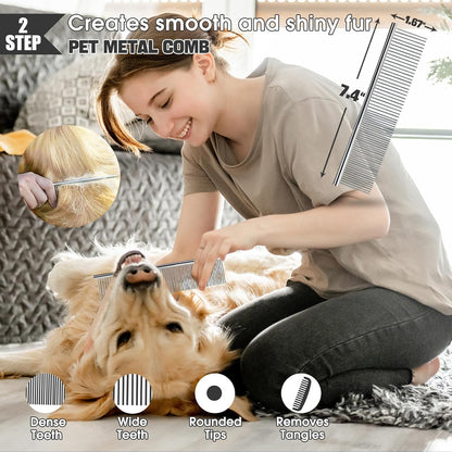 Bonteck Dog Slicker Brush for Dogs Grooming Kit 5PCS Long Haired Doodles