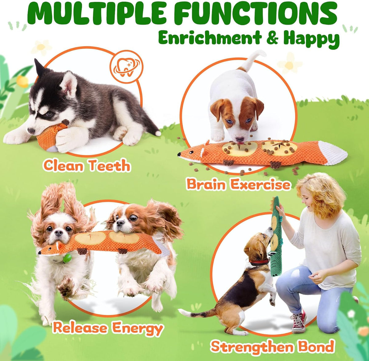 XIUGOAL Tough Dog Toys for Chewers, 2 Pack No Stuffing Squeaky Puppy Toys