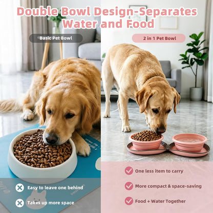 Zegcohjave 2-in-1 Collapsible Dog Bowls,Portable Dog Food and Water Bowl
