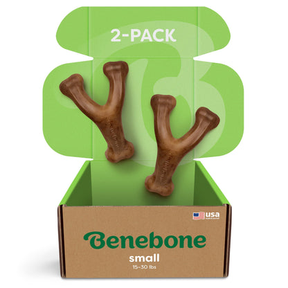 Benebone Wishbone Dog Chew Toy for Aggressive Chewers, Real Bacon, Medium