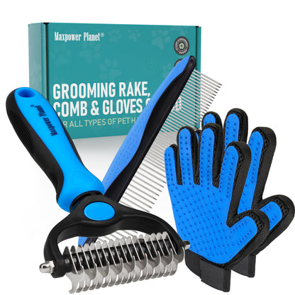 Maxpower Planet Dog Grooming Rake, Deshedding Undercoat Brush, Dogs & Cats