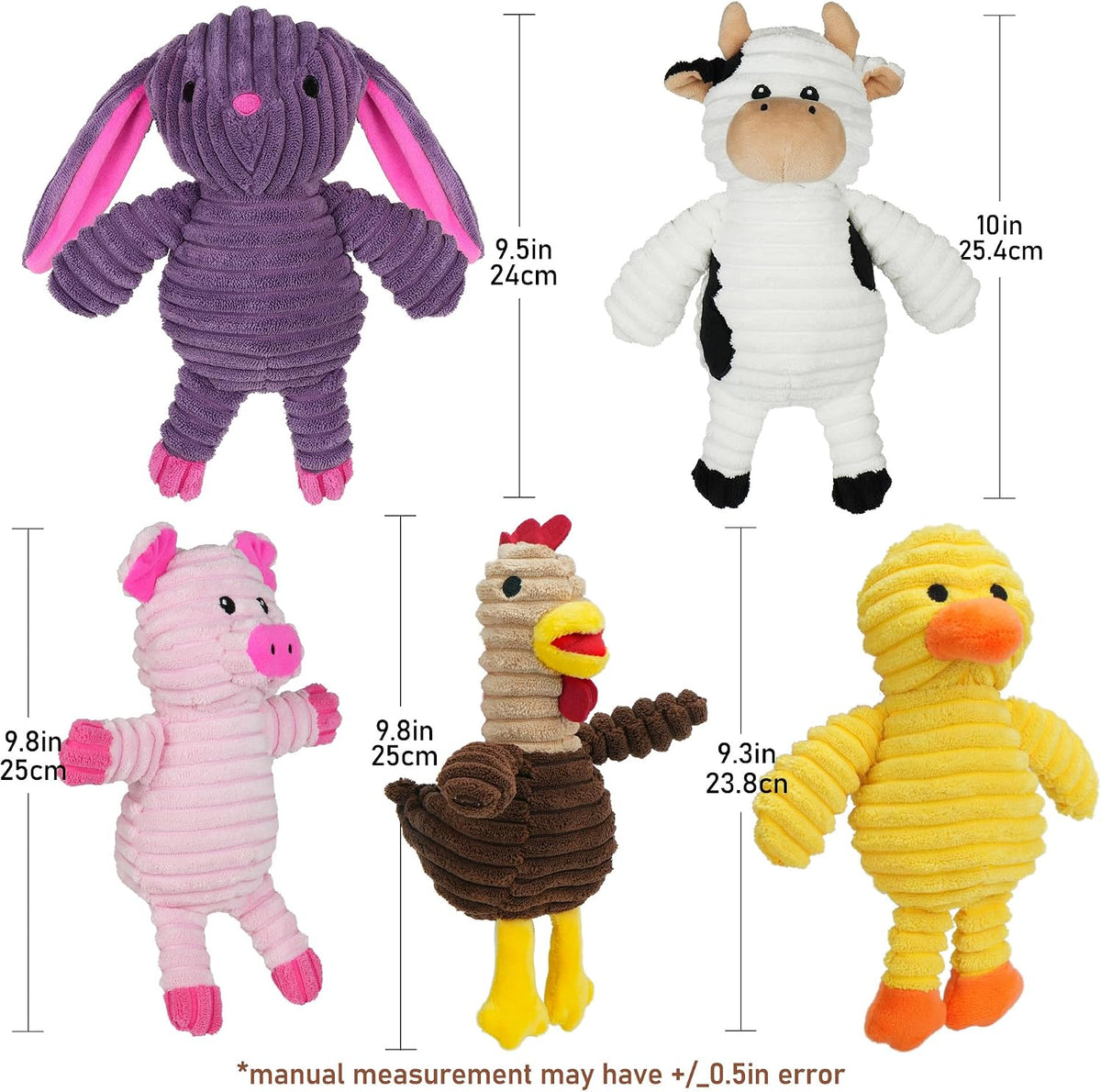 PrimePets Dog Toys, 5 Pack, Plush Dog Squeaky Toys, Assortment Value Bundle Animal Pet Toy for Small Medium Large Dogs, Stuffed Puppy Chew Toy