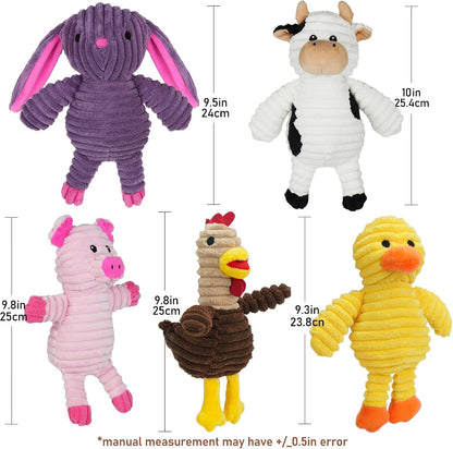 PrimePets Dog Toys, 5 Pack, Plush Dog Squeaky Toys, Assortment Value Bundle Animal Pet Toy for Small Medium Large Dogs, Stuffed Puppy Chew Toy