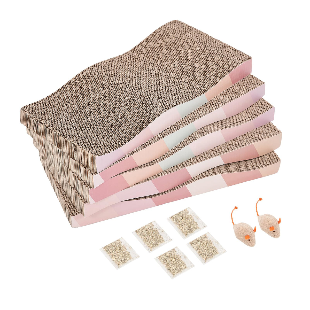 SIDAZON Cat Scratching Board cat Scratcher Cat Scratch Pad Cardboard cat scratchers for Indoor Cats Reversible Large Wide Corrugated with Catnip(2pcs)