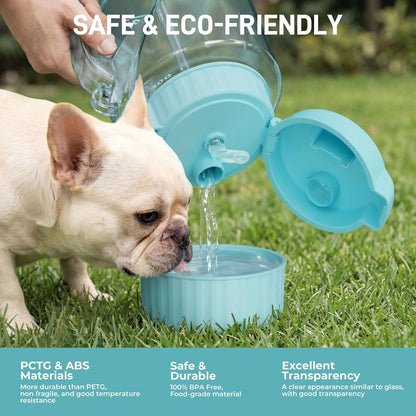 Dog & Mom Water Bottle 40.58oz with Detachable Bowl for Travel