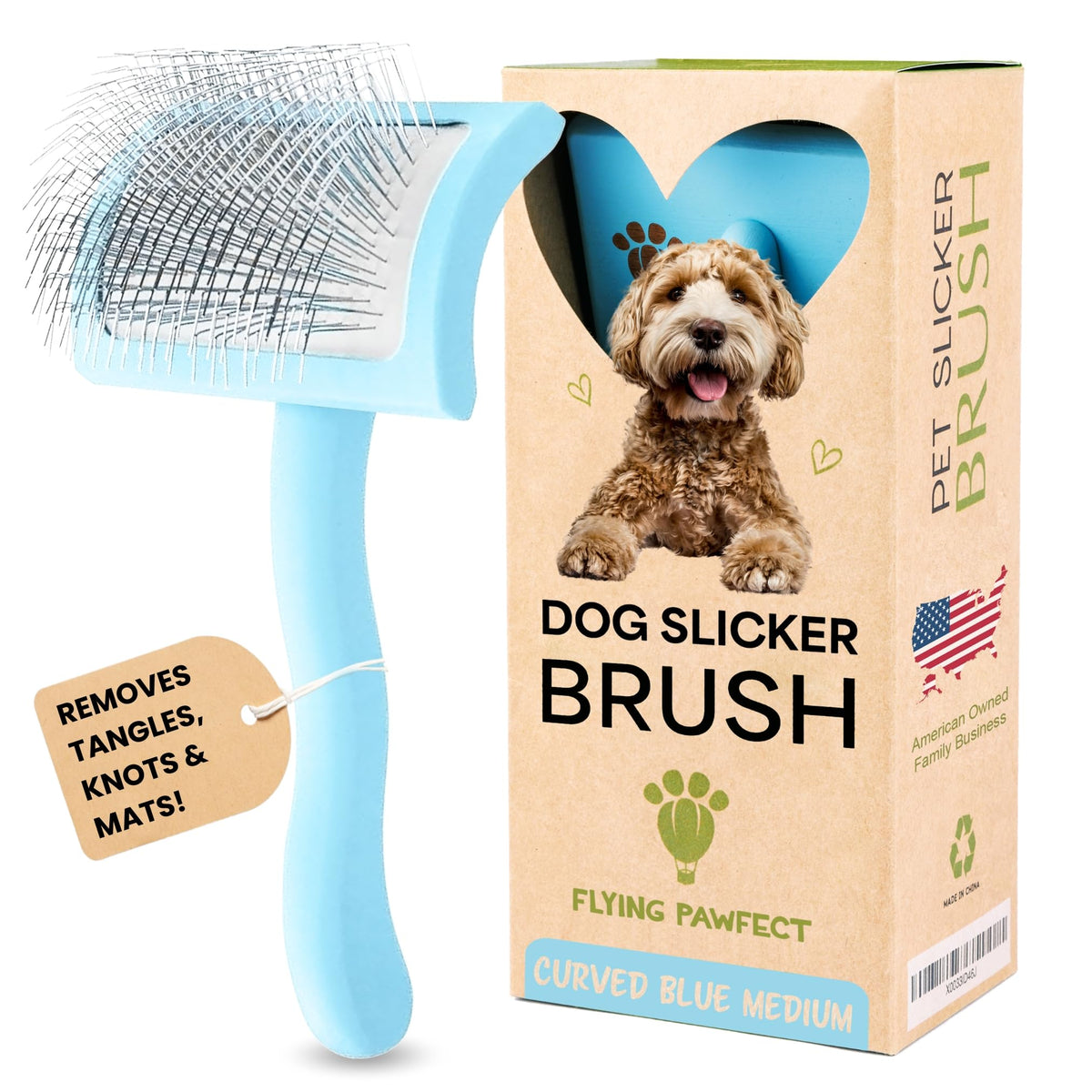Slicker Brush for Dogs - Long Pin for Poodles, Doodles & Long Haired Dogs, Deshedding & Dematting Tool, Slicker Dog Brushes for Grooming (Coral, Flat Large)