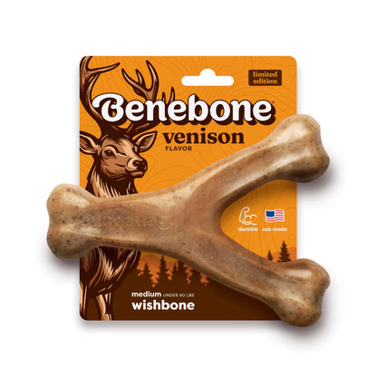 Benebone Wishbone Dog Chew Toy for Aggressive Chewers, Real Bacon, Medium
