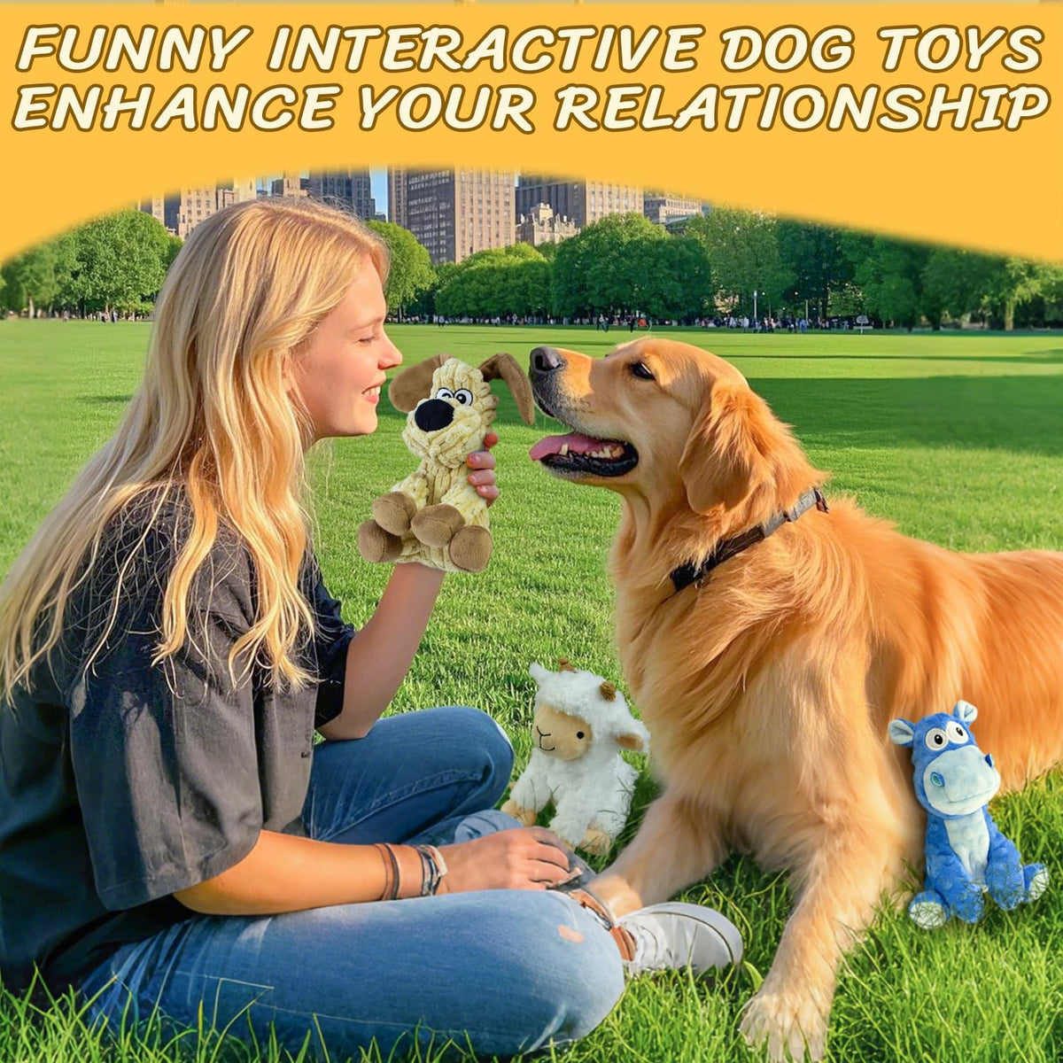 Squeaky Stuffed 3PCS Dog Toys, Chew for Large Medium Small Breeds