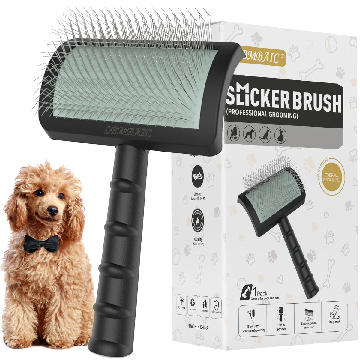 Dog Slicker Brush for Doodles Poodles Fluffy Deshedding Loose Hair.