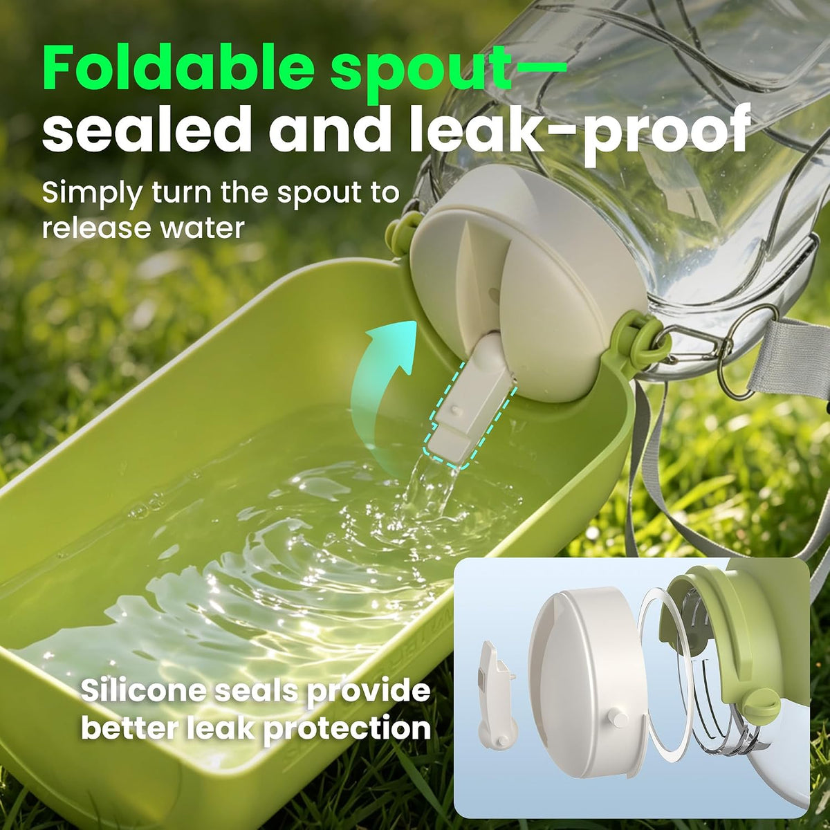 37 oz Portable Dog Water Bottle,Collapsible Leak Proof Travel Dog Bowls