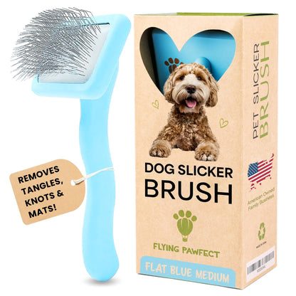 Slicker Brush for Dogs - Long Pin for Poodles, Doodles & Long Haired Dogs, Deshedding & Dematting Tool, Slicker Dog Brushes for Grooming (Coral, Flat Large)