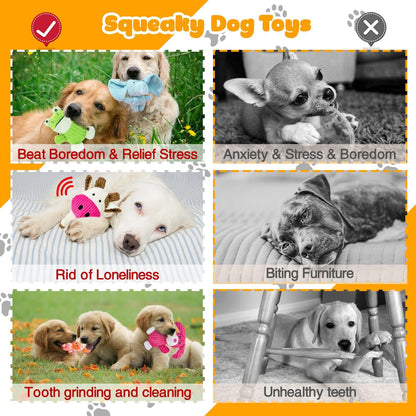 MRSOHRET Dog Squeak Toys Puppy Toys, Tough Dog Toys for Aggressive Chewers