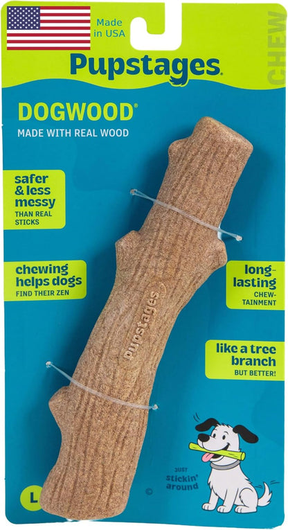 Pupstages Dogwood Stick Dog Chew Toy, Made in USA, Large, 8"
