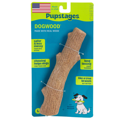 Pupstages Dogwood Stick Dog Chew Toy, Made in USA, Large, 8"