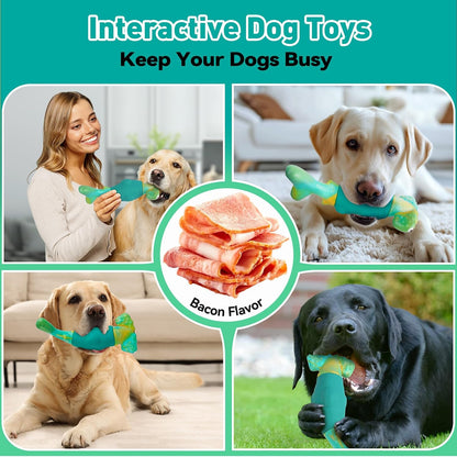 BIKIISEN Dog Toys for Aggressive Chewers, Squeaky Tough Chew Toys