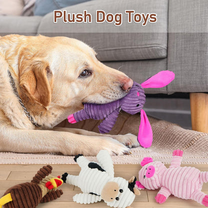 PrimePets Dog Toys, 5 Pack, Plush Dog Squeaky Toys, Assortment Value Bundle Animal Pet Toy for Small Medium Large Dogs, Stuffed Puppy Chew Toy