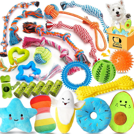 Zeaxuie 25 Pack Luxury Dog Chew Toys, Puppy Toys for Teething Small Dogs