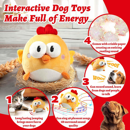 GUKCO Interactive Dog Toys, Moving Ball Toy with Jumping & Music(Chick)