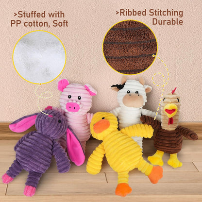 PrimePets Dog Toys, 5 Pack, Plush Dog Squeaky Toys, Assortment Value Bundle Animal Pet Toy for Small Medium Large Dogs, Stuffed Puppy Chew Toy